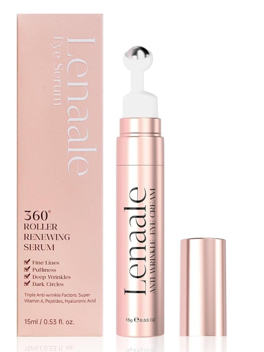 Lenaale 360 Roller Renewing Eye Serum Anti Aging Wrinkle Puffiness Cream New